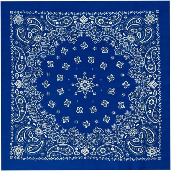 Women's Navy Blue Cotton Bandana Large Cowgirl Handkerchief Headband Scarf - Picture 5 of 7